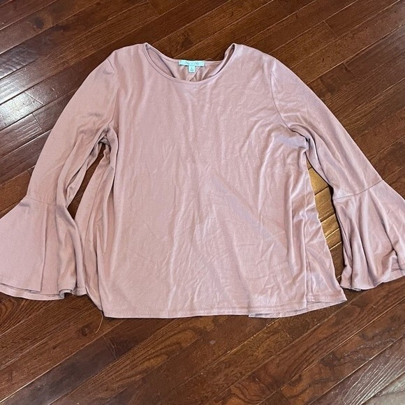 She + Sky long sleeve split tie back pink top size large - Picture 3 of 7